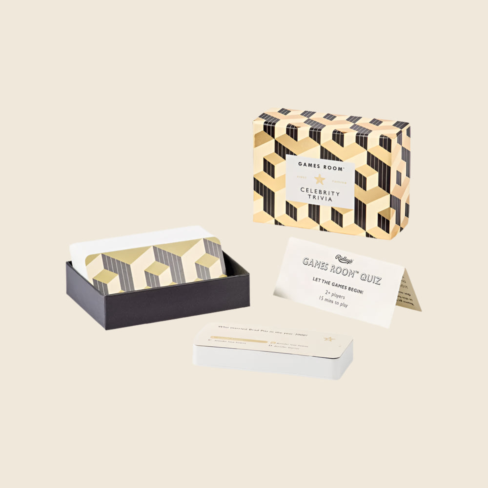 Set of card games with geometric design packaging 
