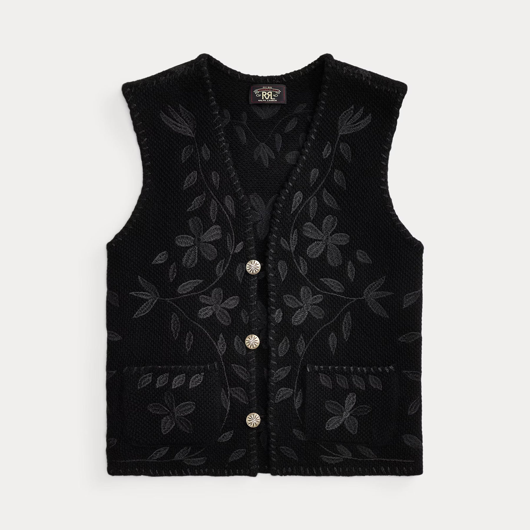 Embroidered Wool-Cashmere Vest in Vintage Black – Jupiter and Main
